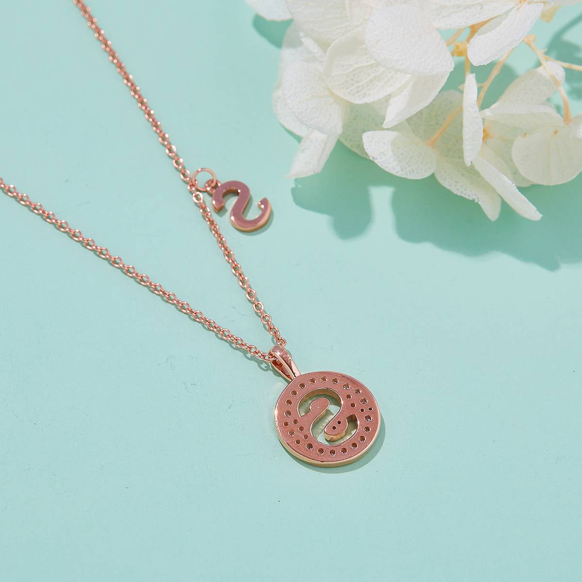 S pendant S925 silver plated rose gold Moissanite light luxury letter necklace